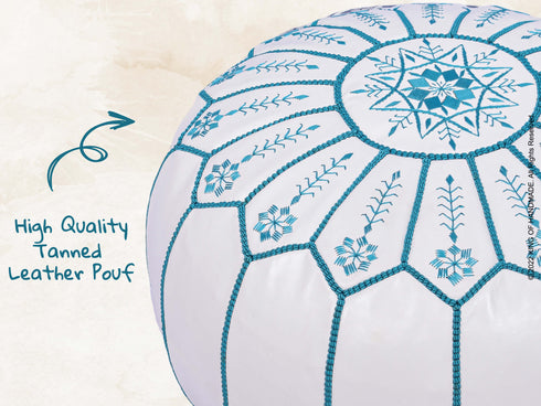 Authentic Moroccan Leather Footstool Ottoman