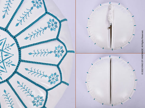 Authentic Moroccan Leather Footstool Ottoman