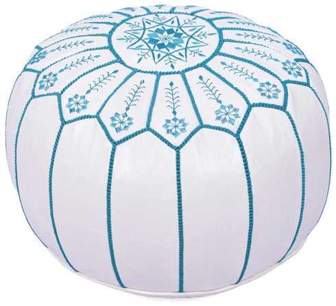 Authentic Moroccan Leather Footstool Ottoman