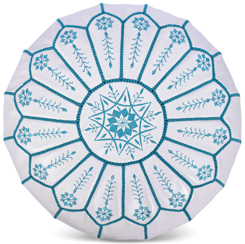 Authentic Moroccan Leather Footstool Ottoman