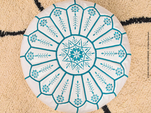 Authentic Moroccan Leather Footstool Ottoman