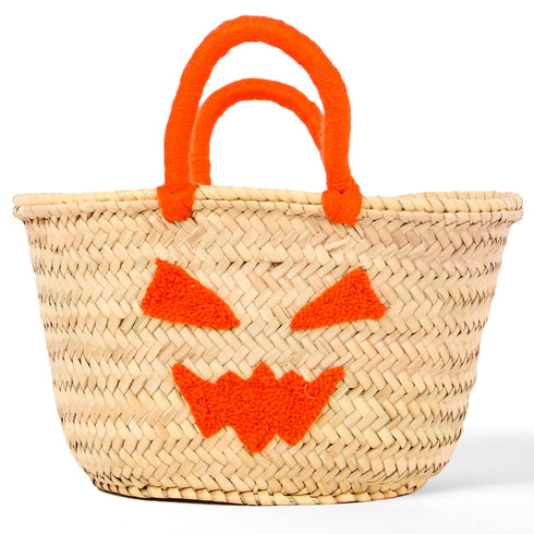 Boo ! Personalized Halloween Trick or Treat Bag - Pumpkin Small Straw Basket Personalized Halloween Bucket and Candy Tote for Kids Gift - Oval Straw Bag Personalized Monogram Halloween Basket Gifts for Kids