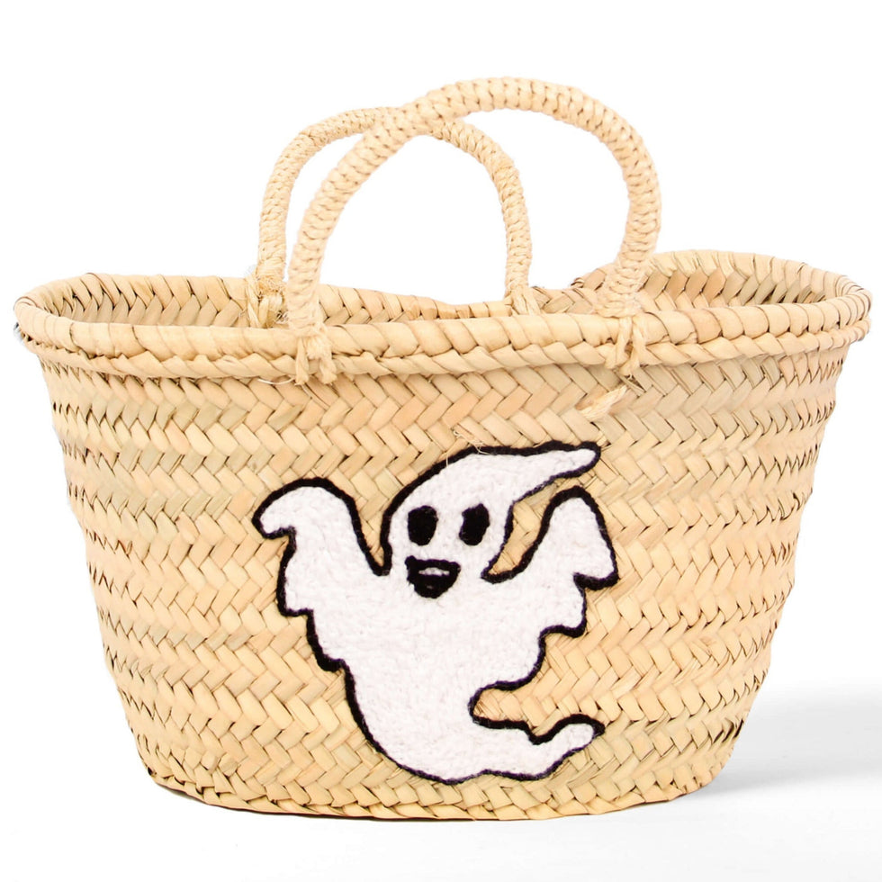 Personalized Ghost Halloween Straw Basket Bag
