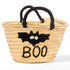 Boo ! Personalized Halloween Trick or Treat Bag - Pumpkin Small Straw Basket Personalized Halloween Bucket and Candy Tote for Kids Gift - Oval Straw Bag Personalized Monogram Halloween Basket Gifts for Kids