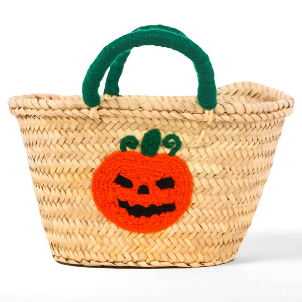 Boo ! Personalized Halloween Trick or Treat Bag - Pumpkin Small Straw Basket Personalized Halloween Bucket and Candy Tote for Kids Gift - Oval Straw Bag Personalized Monogram Halloween Basket Gifts for Kids