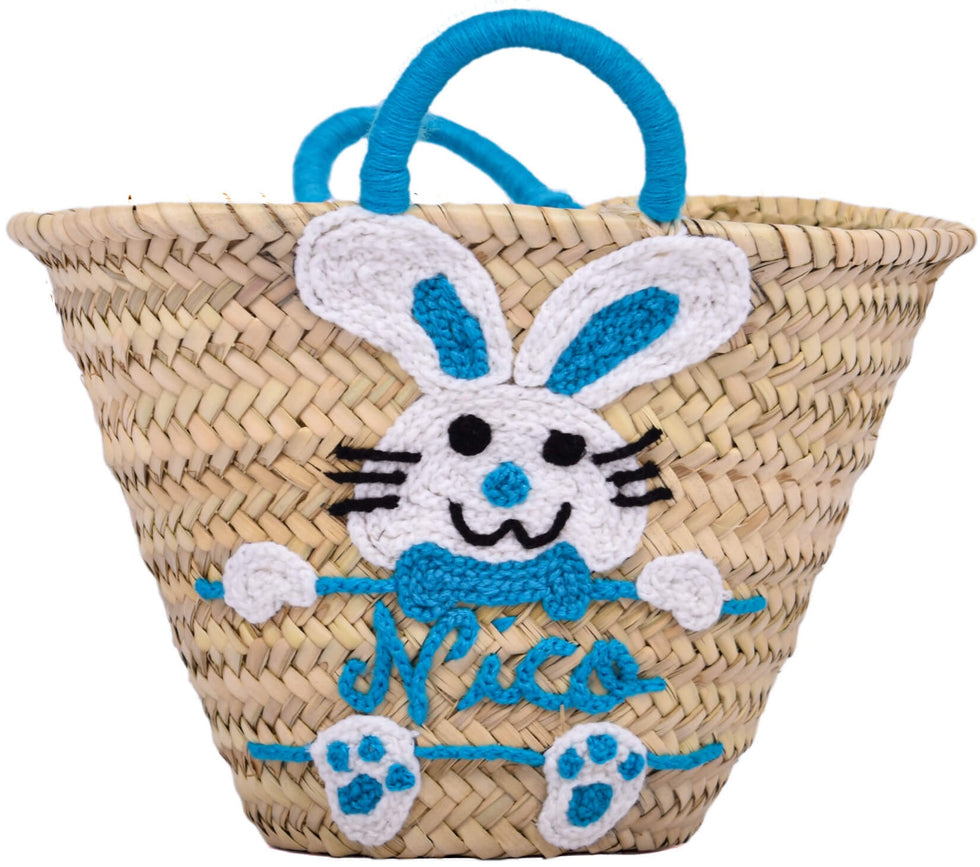 Personalized Easter Bunny Straw Bag – Kids Basket Tote