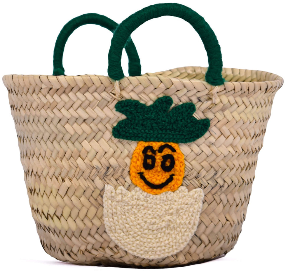 Straw Kids Basket Bag – Smiley Pineapple Moroccan Tote