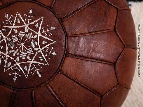 Dark Brown Moroccan Leather Ottoman Pouf