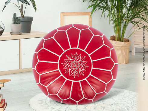 Genuine Moroccan Pouf & Ottoman - Boho Decor