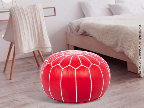 Genuine Moroccan Pouf & Ottoman - Boho Decor
