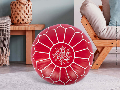 Genuine Moroccan Pouf & Ottoman - Boho Decor