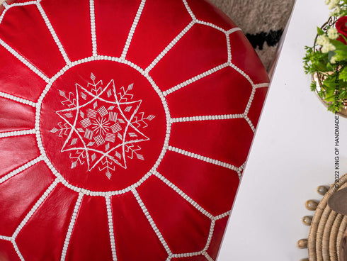 Genuine Moroccan Pouf & Ottoman - Boho Decor