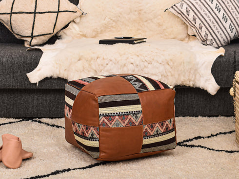 Handcrafted Moroccan Ottoman Pouf - Footstool Ottoman