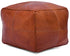 Handmade Leather Pouf Ottoman - Moroccan Footstool