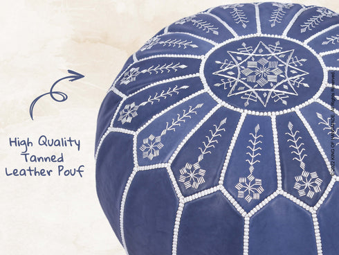 Handmade Moroccan Leather Footstool Ottoman