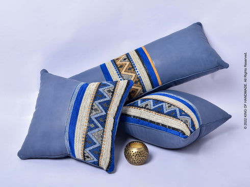 Handmade Pillow Cover | Boho Gift | Set Of 3 | Blue