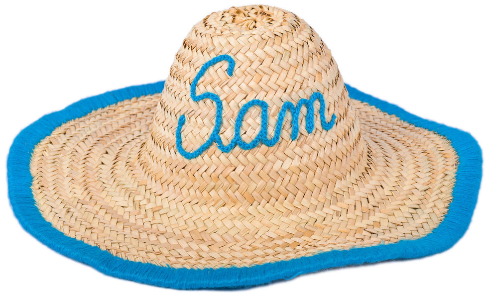 Personalized Honeymoon Straw Hat – Bride Floppy Hat Pompom