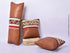 Leather Covers | Handmade Moroccan Pillows | Set Of 3 | Dark Tan