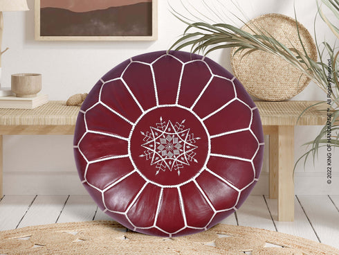 Leather Ottoman Pouf & Footstool - Boho Decor