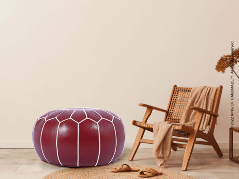 Leather Ottoman Pouf & Footstool - Boho Decor