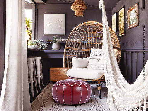 Leather Ottoman Pouf & Footstool - Boho Decor