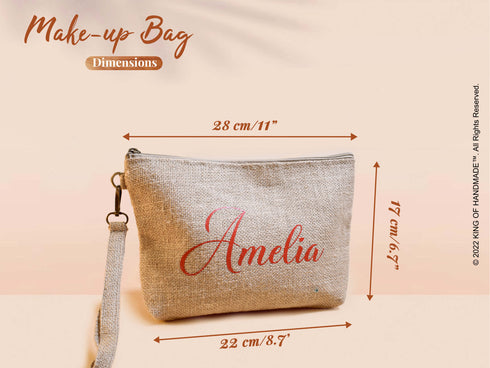 Makeup Bag Gift For Her | Burlap Clutch | Custom Cosmetic Bags | Best Friend, Wedding, Maid Of Honor Gift