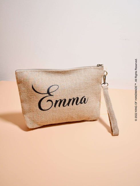 Makeup Bag Gift For Her | Burlap Clutch | Custom Cosmetic Bags | Best Friend, Wedding, Maid Of Honor Gift