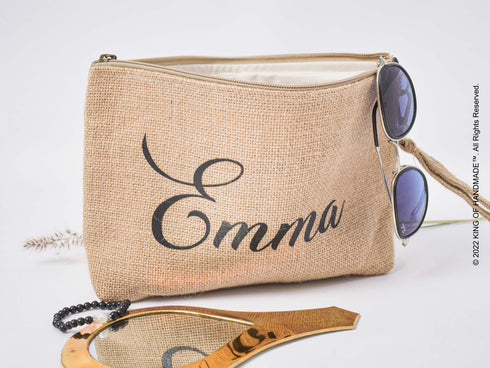 Makeup Bag Gift For Her | Burlap Clutch | Custom Cosmetic Bags | Best Friend, Wedding, Maid Of Honor Gift