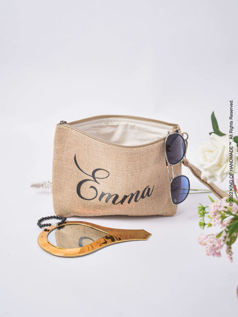 Makeup Bag Gift For Her | Burlap Clutch | Custom Cosmetic Bags | Best Friend, Wedding, Maid Of Honor Gift