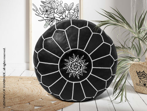Genuine Leather Pouf Unstuffed - Moroccan Ottoman Footstool, Footrest Cover Boho Decor Bohemian Living Room, Bedroom, Kids Gift & Wedding Room Hand Stitched by Artisans Used As Hassock pouf ottoman hassock hassocks and ottomans leather pouf hassock furniture pouf ottoman moroccan pouf pouf ottoman leather ottoman