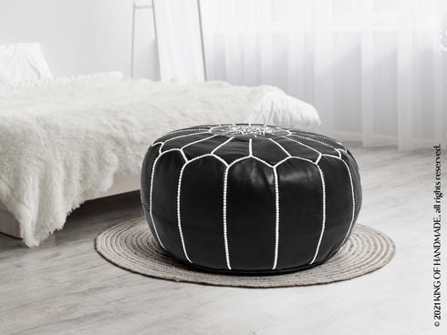 Genuine Leather Pouf Unstuffed - Moroccan Ottoman Footstool, Footrest Cover Boho Decor Bohemian Living Room, Bedroom, Kids Gift & Wedding Room Hand Stitched by Artisans Used As Hassock pouf ottoman hassock hassocks and ottomans leather pouf hassock furniture pouf ottoman moroccan pouf pouf ottoman leather ottoman