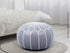 Moroccan Gray Ottoman Leather Pouf - Bohemian Decor
