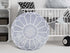 Moroccan Gray Ottoman Leather Pouf - Bohemian Decor