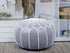 Moroccan Gray Ottoman Leather Pouf - Bohemian Decor