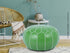 Moroccan Green Ottoman Leather Pouf - Chic Footstool