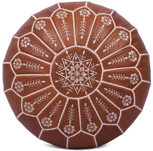 Moroccan Leather Ottoman Footstool - Pouf Gift