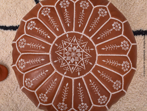 Moroccan Leather Ottoman Footstool - Pouf Gift