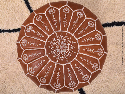 Moroccan Leather Ottoman Footstool - Pouf Gift