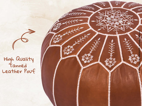 Moroccan Leather Ottoman Footstool - Pouf Gift