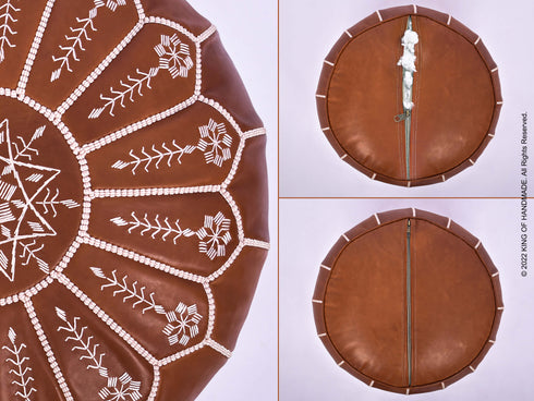 Moroccan Leather Ottoman Footstool - Pouf Gift