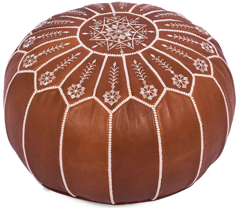 Moroccan Leather Ottoman Footstool - Pouf Gift