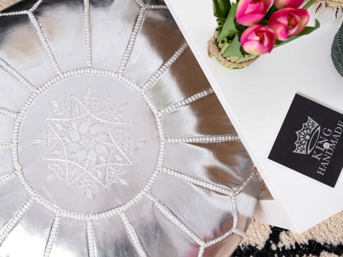 Faux Leather Pouf Unstuffed - Moroccan Ottoman Footstool, Footrest Cover Boho Decor Bohemian Living Room, Bedroom, Kids Gift & Wedding Room Hand Stitched by Artisans Used As Hassock pouf ottoman hassock  hassocks and ottomans leather pouf hassock furniture pouf ottoman moroccan pouf pouf ottoman leather ottoman