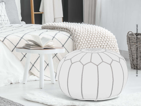 Moroccan Ottoman Leather Footstool - Decorative Piece