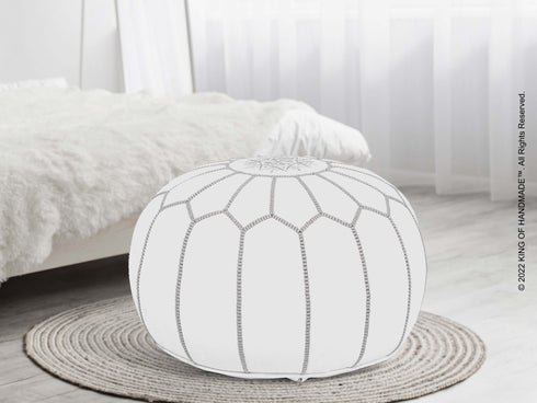 Moroccan Ottoman Leather Footstool - Decorative Piece