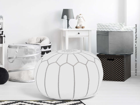 Moroccan Ottoman Leather Footstool - Decorative Piece