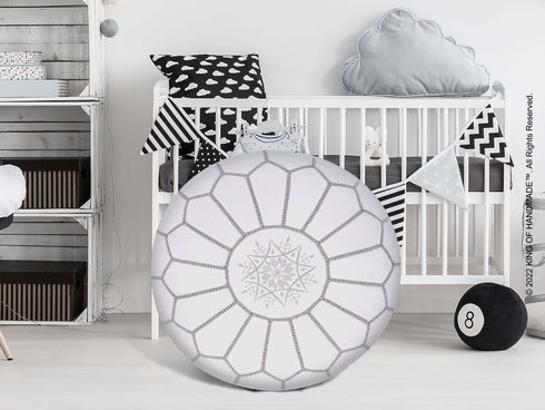 Moroccan Ottoman Leather Footstool - Decorative Piece