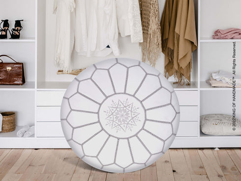 Moroccan Ottoman Leather Footstool - Decorative Piece