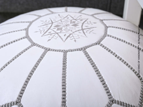 Moroccan Ottoman Leather Footstool - Decorative Piece