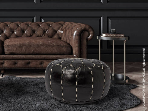 Genuine Leather Pouf Unstuffed - Moroccan Ottoman Footstool, Footrest Cover Boho Decor Bohemian Living Room, Bedroom, Kids Gift & Wedding Room Hand Stitched by Artisans Used As Hassock pouf ottoman hassock hassocks and ottomans leather pouf hassock furniture pouf ottoman moroccan pouf pouf ottoman leather ottoman