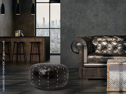 Genuine Leather Pouf Unstuffed - Moroccan Ottoman Footstool, Footrest Cover Boho Decor Bohemian Living Room, Bedroom, Kids Gift & Wedding Room Hand Stitched by Artisans Used As Hassock pouf ottoman hassock hassocks and ottomans leather pouf hassock furniture pouf ottoman moroccan pouf pouf ottoman leather ottoman